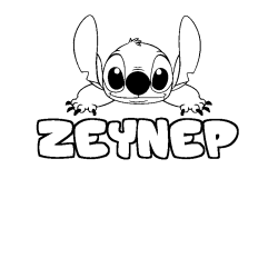 Coloriage prénom ZEYNEP - décor Stitch