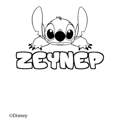 Coloriage pr&eacute;nom ZEYNEP - d&eacute;cor Stitch