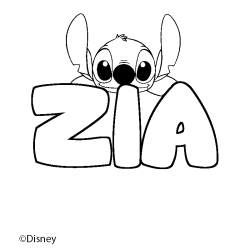 Coloriage pr&eacute;nom ZIA - d&eacute;cor Stitch