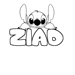 Coloriage prénom ZIAD - décor Stitch