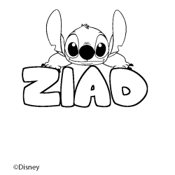 Coloriage pr&eacute;nom ZIAD - d&eacute;cor Stitch
