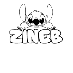 Coloriage prénom ZINEB - décor Stitch