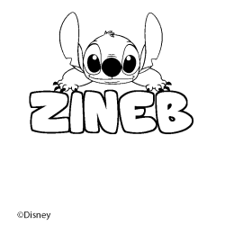Coloriage pr&eacute;nom ZINEB - d&eacute;cor Stitch
