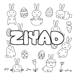 Coloriage pr&eacute;nom ZIYAD - d&eacute;cor Paques