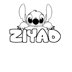 Coloriage prénom ZIYAD - décor Stitch