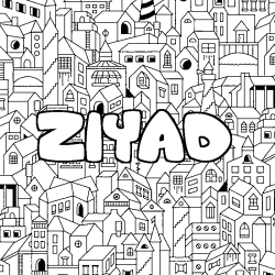 Coloriage prénom ZIYAD - décor Ville