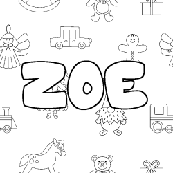 Coloriage ZOE - d&eacute;cor Jouets
