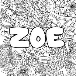 Coloriage ZOE - d&eacute;cor Mandala fruits