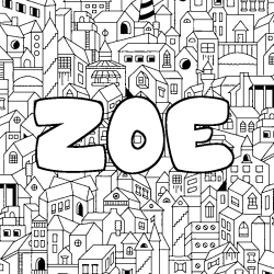 Coloriage ZOE - d&eacute;cor Ville