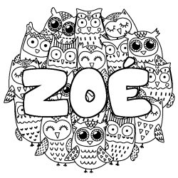 Coloriage ZO&Eacute; - d&eacute;cor Chouettes