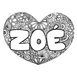 Coloriage ZO&Eacute; - d&eacute;cor Mandala coeur