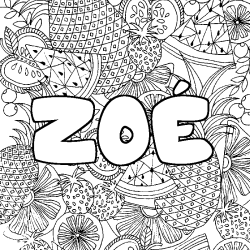 Coloriage ZO&Eacute; - d&eacute;cor Mandala fruits