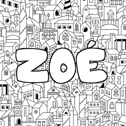 Coloriage ZO&Eacute; - d&eacute;cor Ville