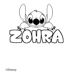 Coloriage pr&eacute;nom ZOHRA - d&eacute;cor Stitch