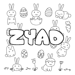 Coloriage prénom ZYAD - décor Paques