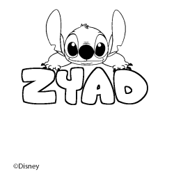 Coloriage pr&eacute;nom ZYAD - d&eacute;cor Stitch