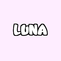 Coloriage pr&eacute;nom LUNA