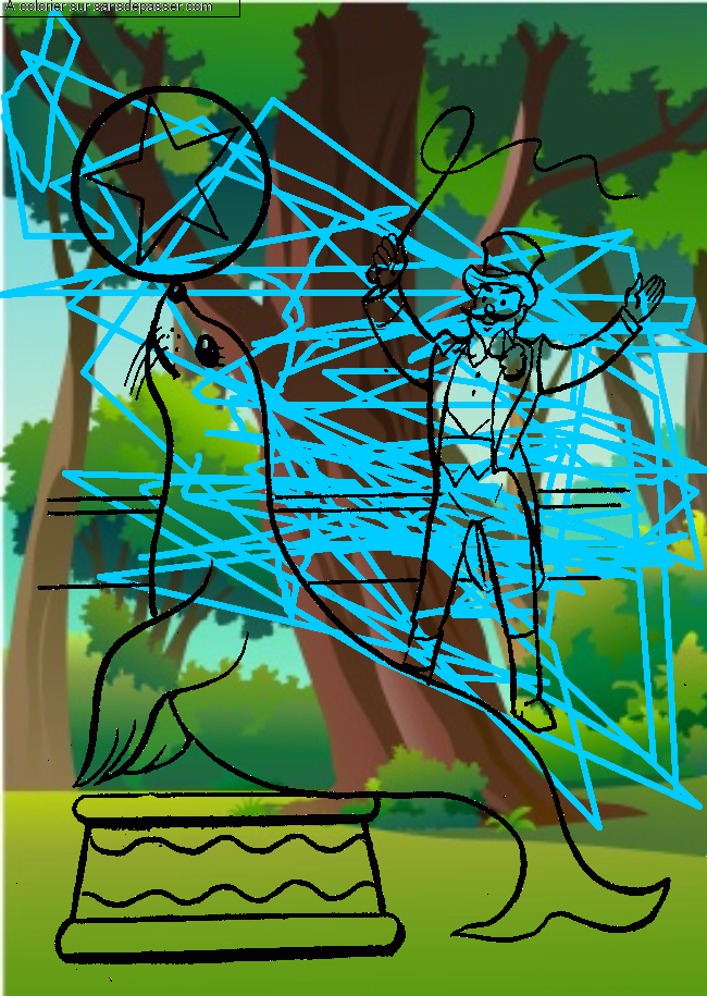 Coloriage Otarie et son dresseur par un invit&eacute;
