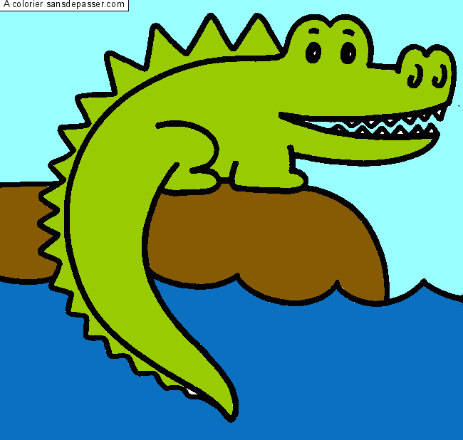 Coloriage Crocodile au bord de l'eau