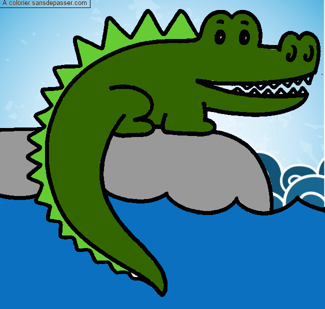 Coloriage Crocodile au bord de l'eau par un invité
