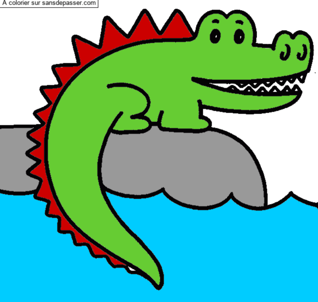 Coloriage Crocodile au bord de l'eau par MNAL