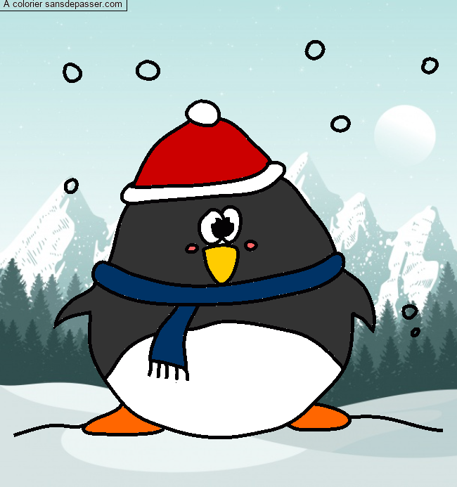 Coloriage Pingouin sous la neige par un invité