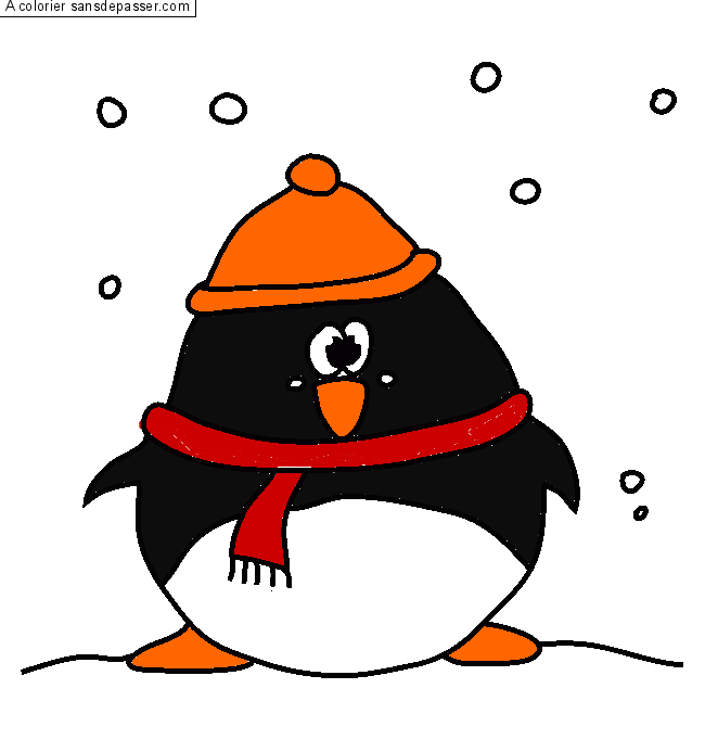 Coloriage Pingouin sous la neige par un invité
