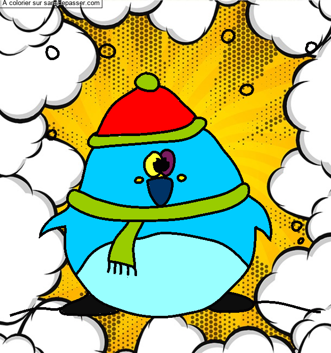 Coloriage Pingouin sous la neige par un invit&eacute;