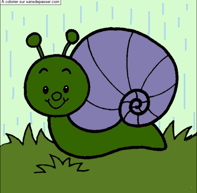 Coloriage Petit escargot par un invit&eacute;