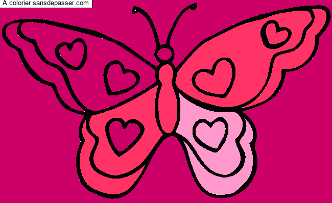 Coloriage Papillon Coeurs