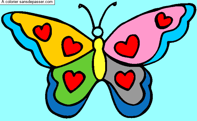 Coloriage Papillon Coeurs