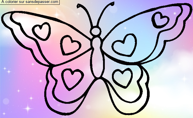 Coloriage Papillon Coeurs par un invité