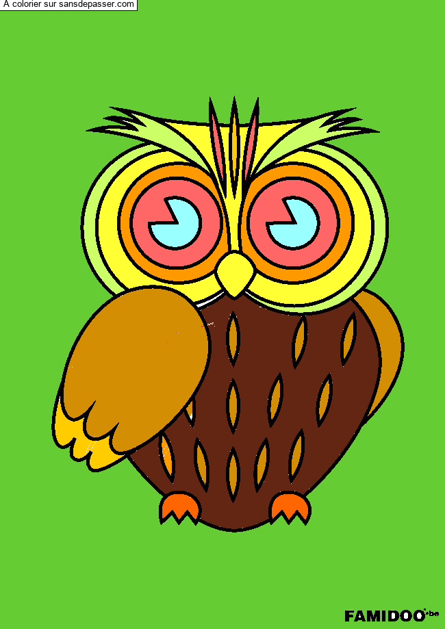 Coloriage Coucou Hibou par un invit&eacute;