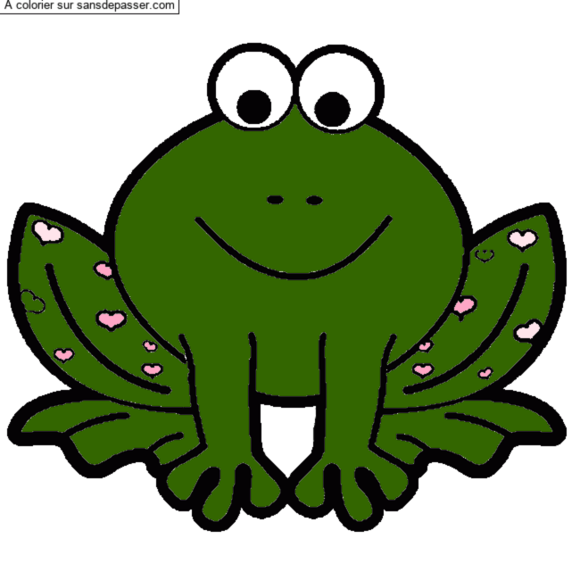 Coloriage Grenouille avec des coeurs par un invit&eacute;