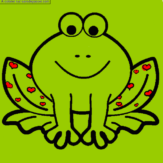 Grenouille avec des coeurs par un invit&eacute;