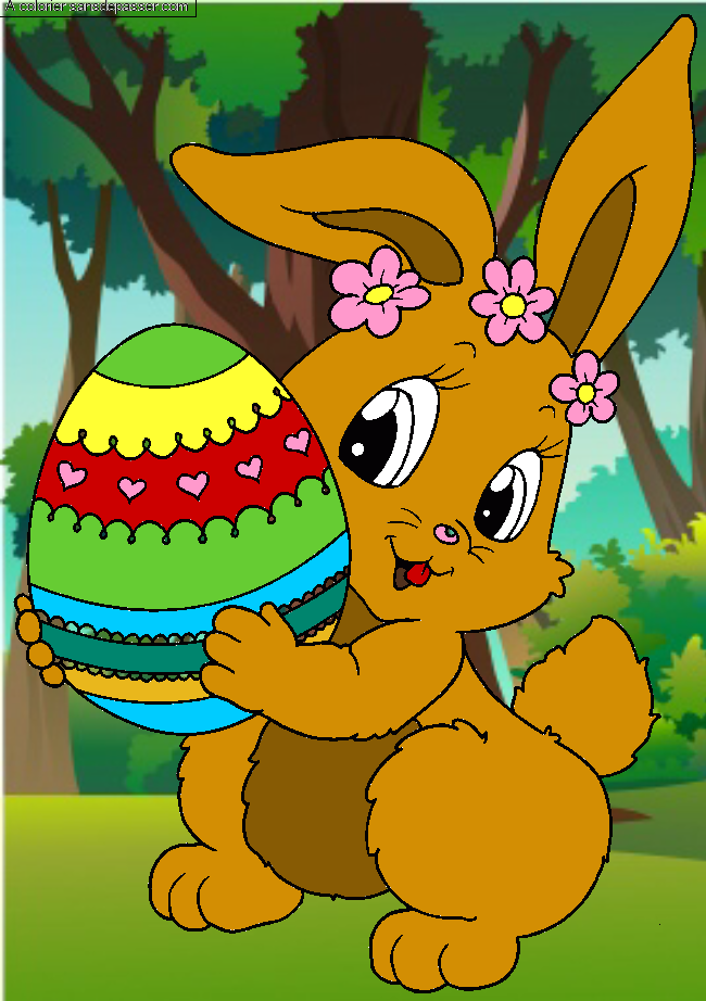 Lapin avec un oeuf de P&acirc;ques par un invit&eacute;