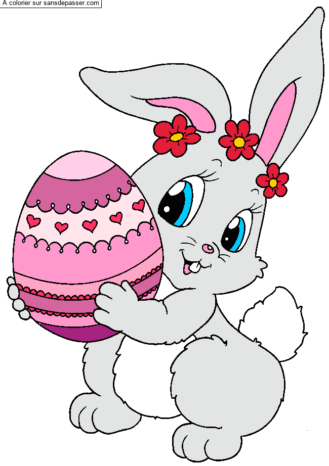 Coloriage Lapin avec un oeuf de P&acirc;ques par un invit&eacute;