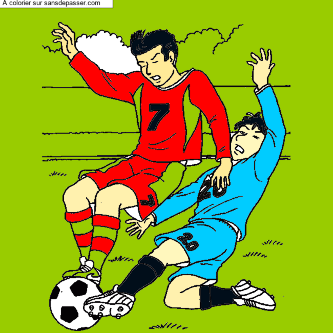 Coloriage Match de football par un invit&eacute;