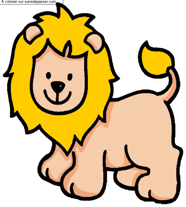 Coloriage Lion souriant par un invit&eacute;