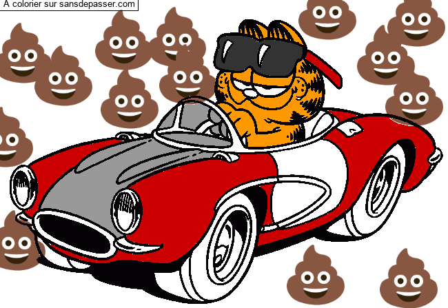 Coloriage Garfield en voiture par un invité