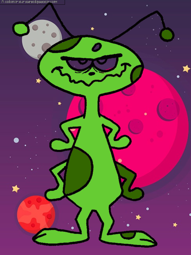 Coloriage Extraterrestre grognon par un invit&eacute;