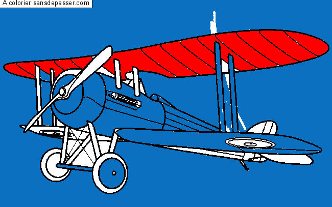Coloriage Avion Bi-plan