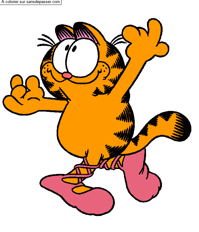 Coloriage Garfield fait de la danse par un invité