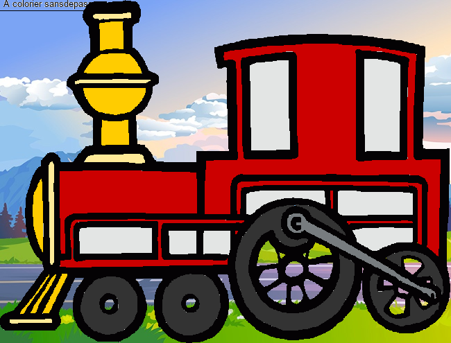 Coloriage Locomotive &agrave; vapeur par un invité
