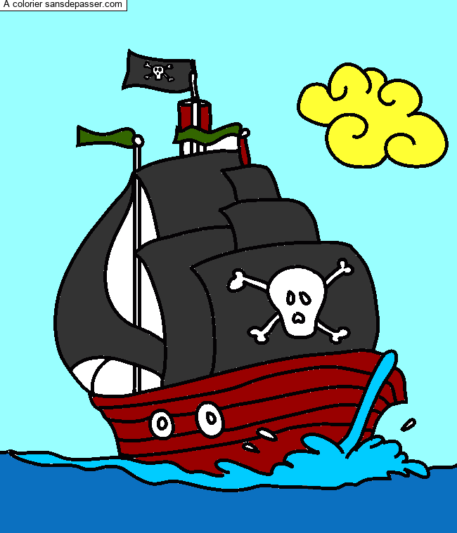 Coloriage Bateau pirate