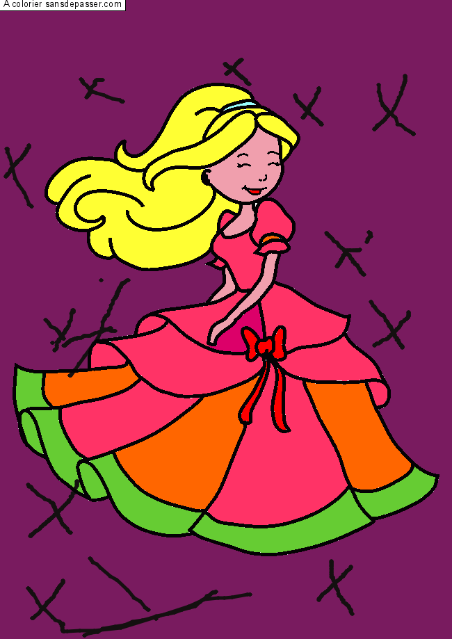 Coloriage Princesse qui danse