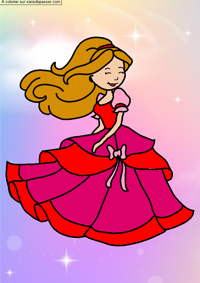 Coloriage Princesse qui danse par un invité