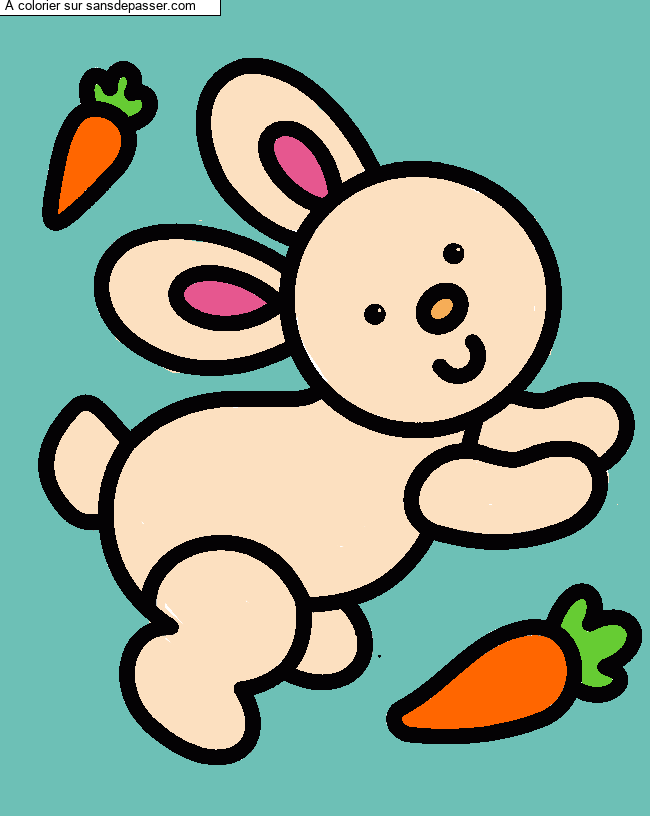 Coloriage Lapin et carotte par un invit&eacute;