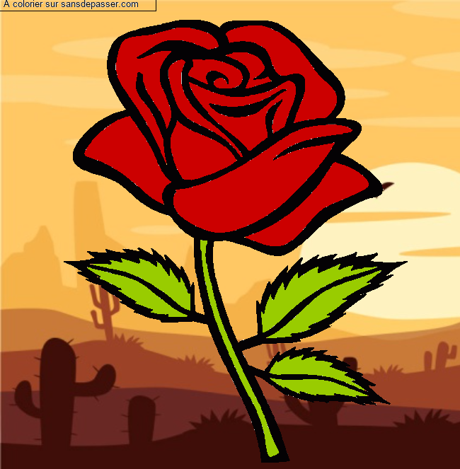 Coloriage Rose rouge par un invit&eacute;