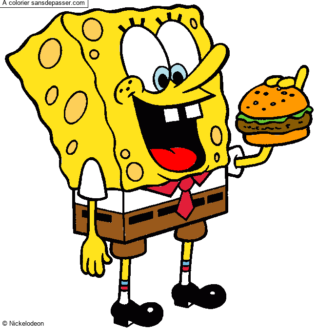 Bob l'&eacute;ponge mange un hamburger par un invit&eacute;